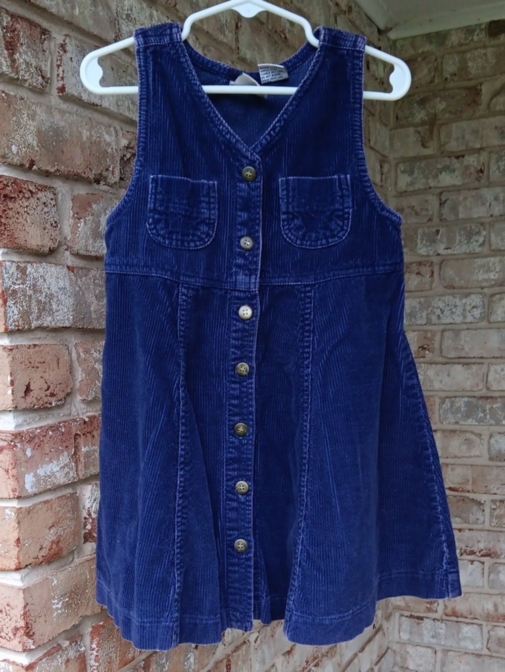 Corduroy Button-Front A- Line Indigo Dress